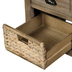 White Storage Bench with 3 Drawers & 3 Wicker Baskets, 1-Person Seat