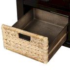 White Storage Bench with 3 Drawers & 3 Wicker Baskets, 1-Person Seat