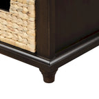 White Storage Bench with 3 Drawers & 3 Wicker Baskets, 1-Person Seat