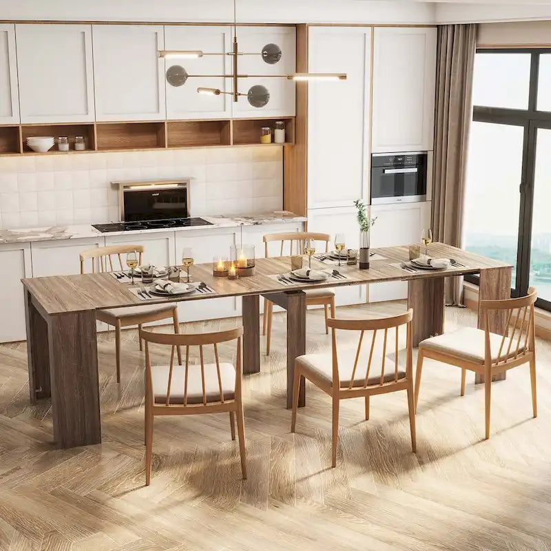 Brown Extendable Console/Dining Table, Seats up to 8
