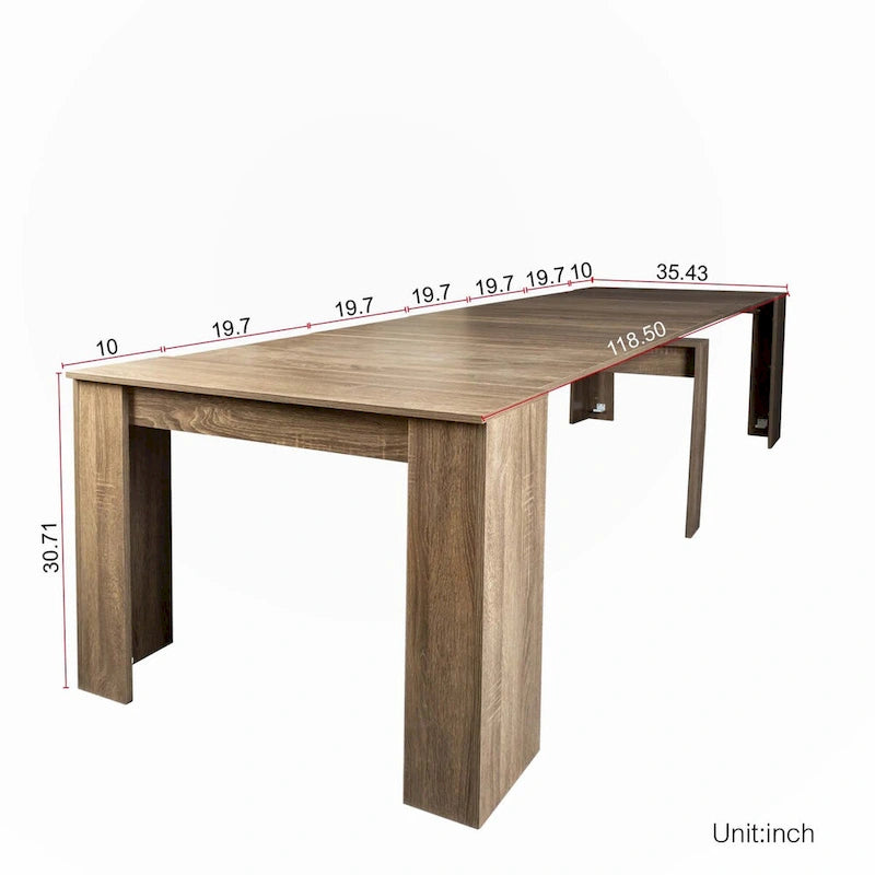Brown Extendable Console/Dining Table, Seats up to 8
