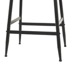 Metal Counter Stool with Brown Wood Top - Black - Roche River Decor