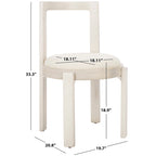 White Round Dining Chair, Solid Wood Frame, Set of 2
