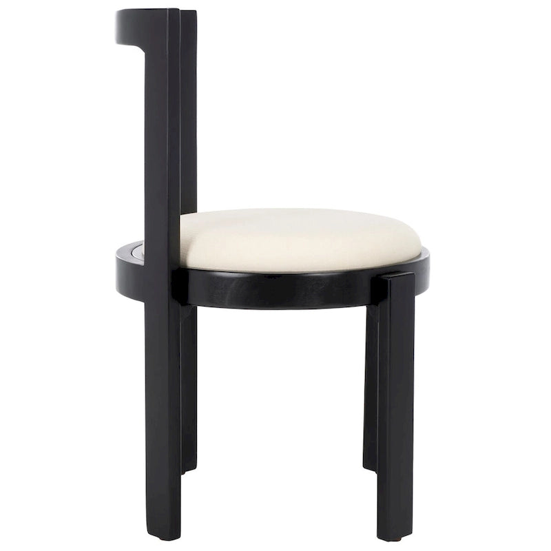 White Round Dining Chair, Solid Wood Frame, Set of 2