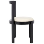 White Round Dining Chair, Solid Wood Frame, Set of 2