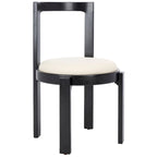 White Round Dining Chair, Solid Wood Frame, Set of 2