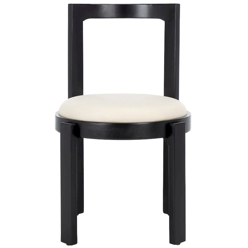 White Round Dining Chair, Solid Wood Frame, Set of 2