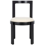 White Round Dining Chair, Solid Wood Frame, Set of 2