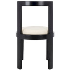 White Round Dining Chair, Solid Wood Frame, Set of 2
