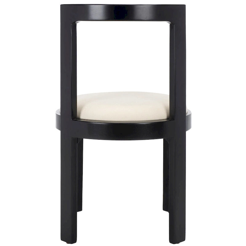 White Round Dining Chair, Solid Wood Frame, Set of 2