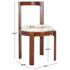 White Round Dining Chair, Solid Wood Frame, Set of 2