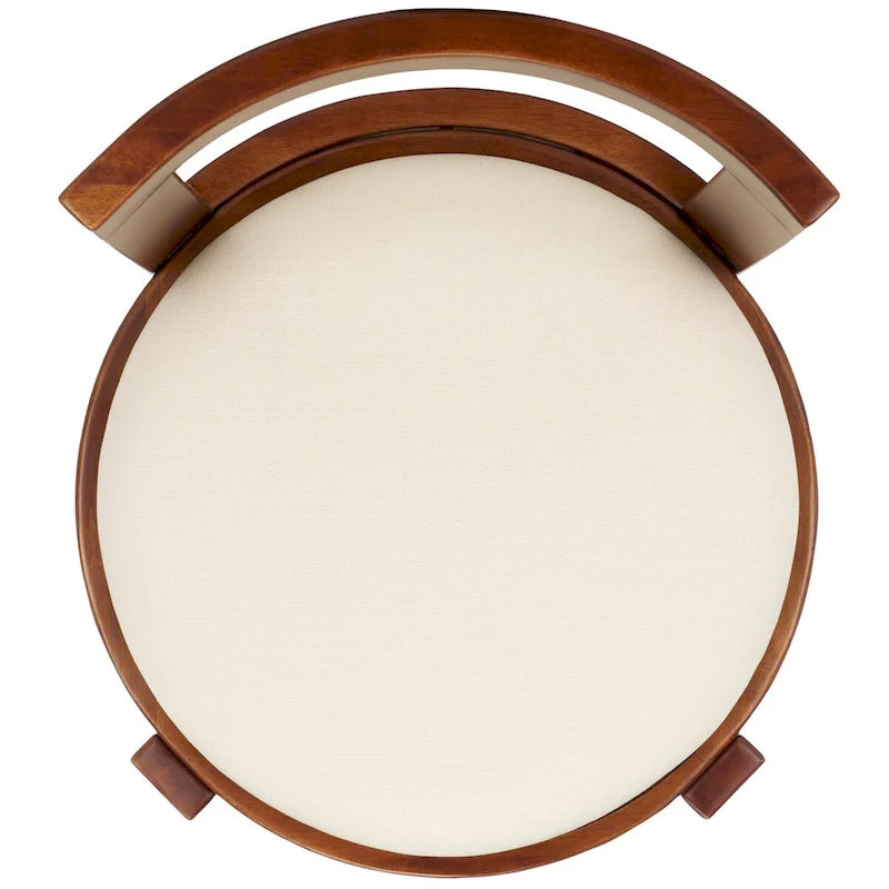 White Round Dining Chair, Solid Wood Frame, Set of 2