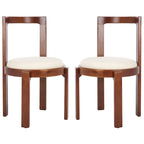 White Round Dining Chair, Solid Wood Frame, Set of 2