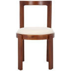 White Round Dining Chair, Solid Wood Frame, Set of 2