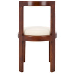 White Round Dining Chair, Solid Wood Frame, Set of 2