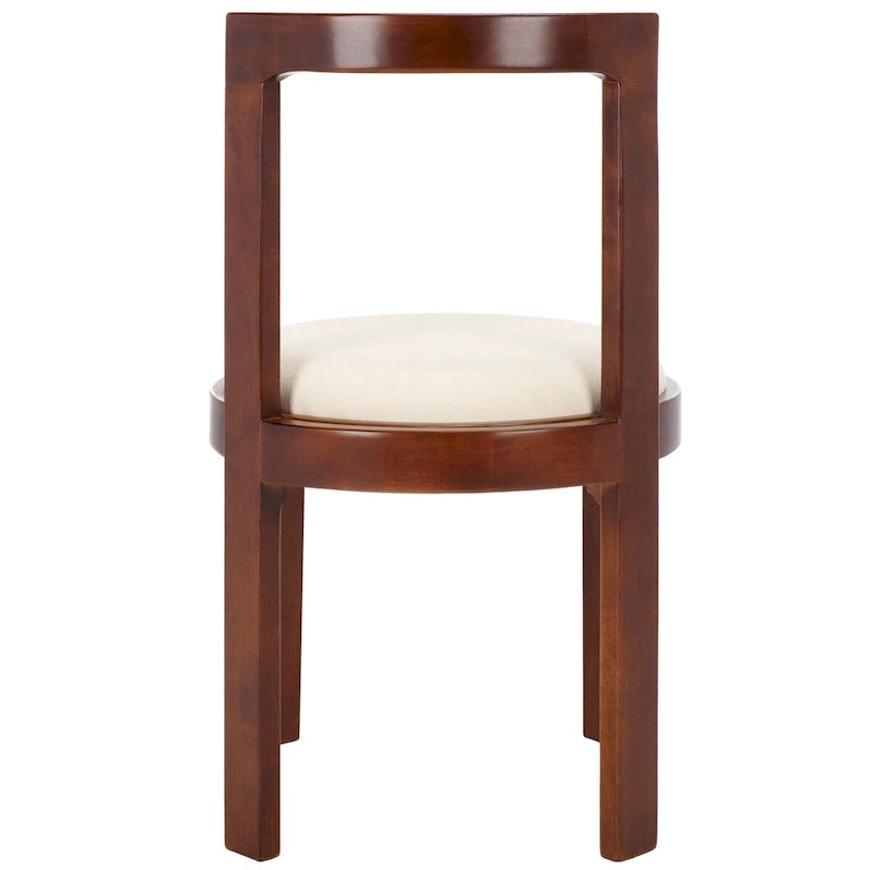 White Round Dining Chair, Solid Wood Frame, Set of 2