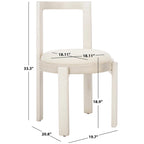White Round Dining Chair, Solid Wood Frame, Set of 2
