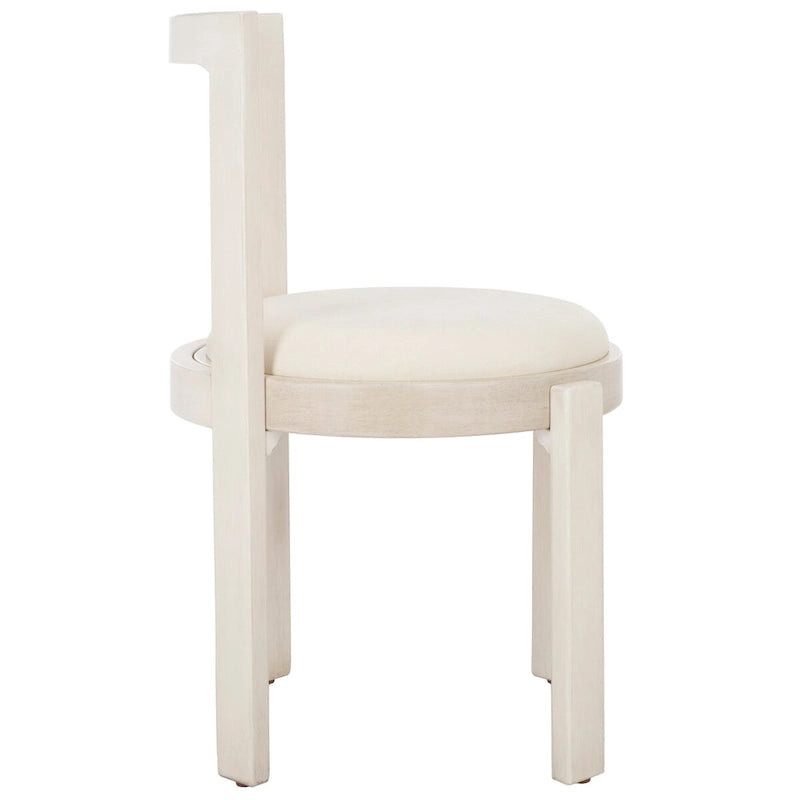 White Round Dining Chair, Solid Wood Frame, Set of 2