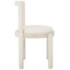 White Round Dining Chair, Solid Wood Frame, Set of 2