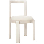 White Round Dining Chair, Solid Wood Frame, Set of 2