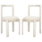White Round Dining Chair, Solid Wood Frame, Set of 2